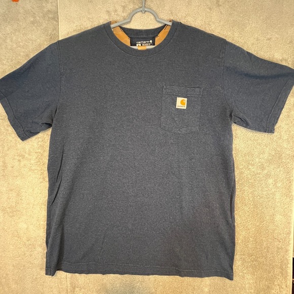 Carhartt Mens XLT Relax Fit Heavyweight Short-Sleeve Pocket T-Shirt Dark Cobalt - Picture 1 of 7